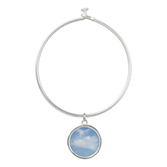 Heart and J Clouds Photo Bangle Bracelet (Front)