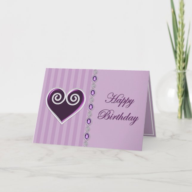 Heart and Jewels Birthday Card (Front)