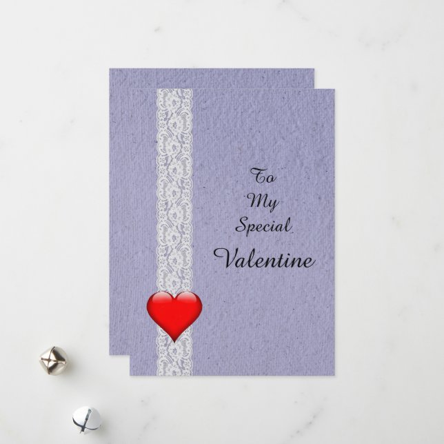 Heart and Lace Special Valentine Holiday Card (Front/Back In Situ)