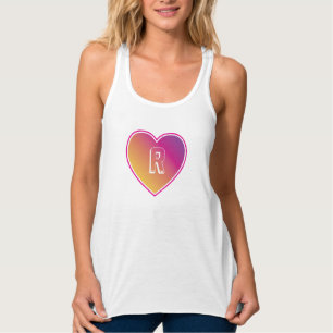 Heart and Monogram on Sunset Coloful Pattern Art Tank Top
