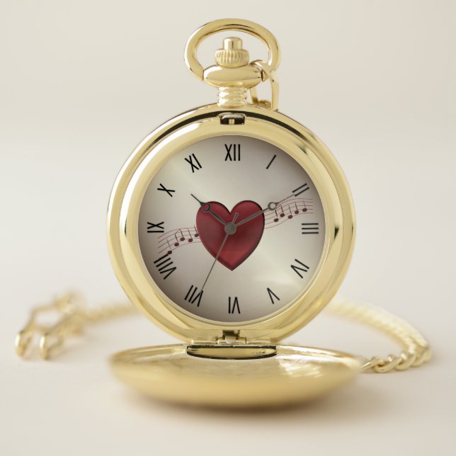 Heart and Music Gold Watch Black Numerals (Inside)