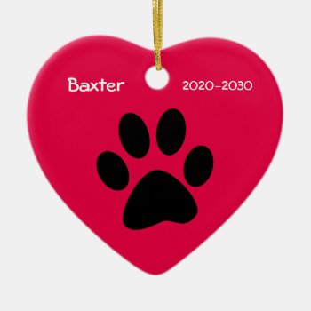 Heart And Paw Dog Memorial Christmas Ornament by ornamentsbyhenis at Zazzle