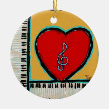 Heart And Piano Ornament by ronaldyork at Zazzle