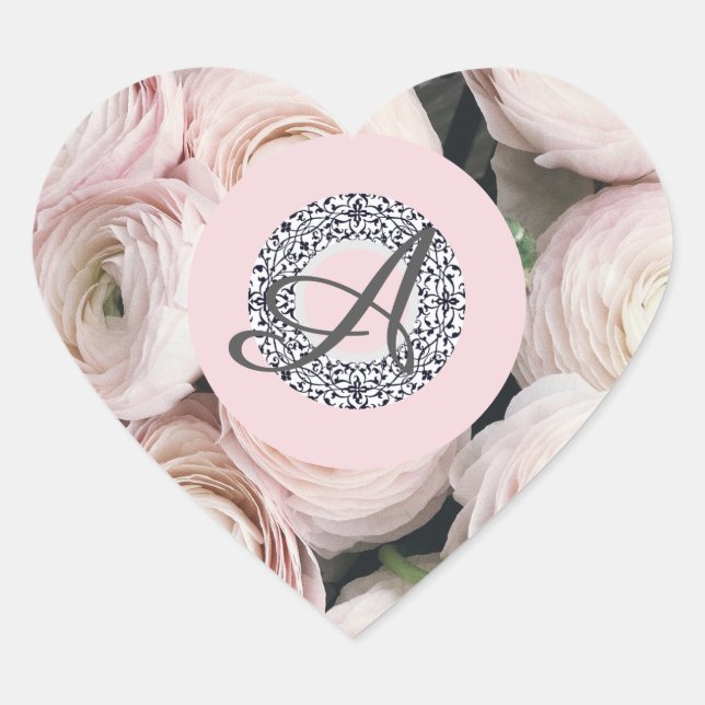 HEART AND PINK ROSES, Sticker, Glossy, Large, Sticker (Front)