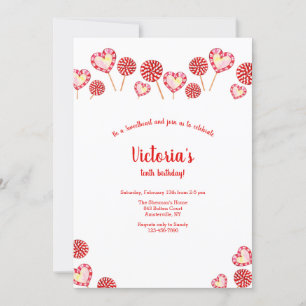 Heart and Pinwheel Candy Birthday Invitation