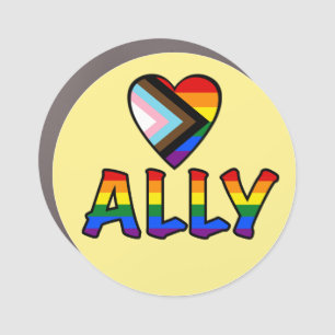 Heart and Progress Pride Ally Car Magnet