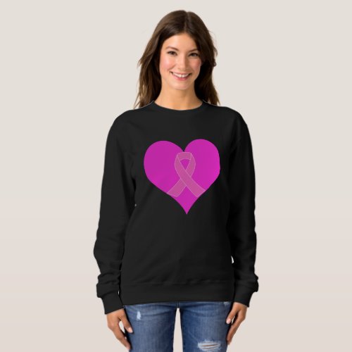 Heart and Ribbon Breast Cancer Charity Design Sweatshirt