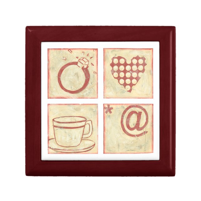Heart and Ring Woodblock Drawings Gift Box (Front)