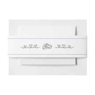 Heart and Rings Wedding theme Invitation Belly Band