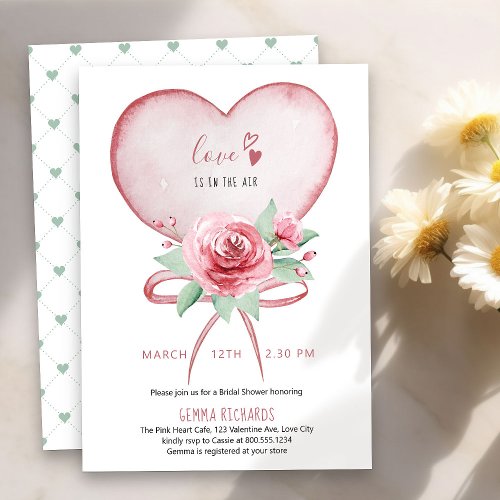 Heart and Roses Love is in the Air Bridal Shower I Invitation