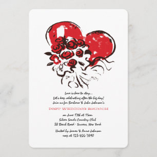 Heart and Roses Post Wedding Brunch Invitation