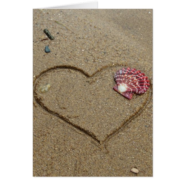 heart and shell on beach cards (Front)