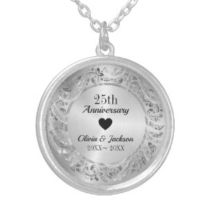 Heart And Silver Ornament Silver Plated Necklace