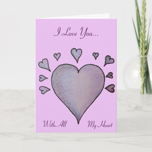 heart and small hearts and original romantic verse holiday card