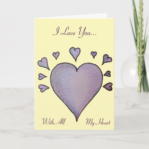 heart and small hearts with original love verse holiday card