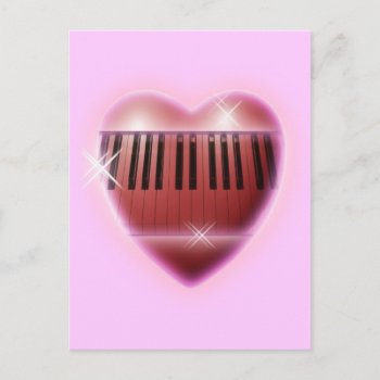 Heart And Sparkles Piano Keyboard Postcard by dreamlyn at Zazzle