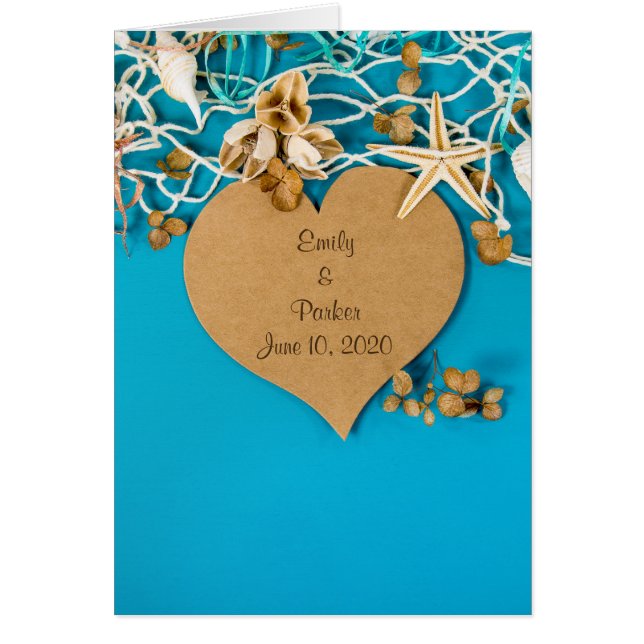 heart and starfish wedding cards (Front)
