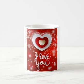 Heart and Stars in Red Coffee Mug