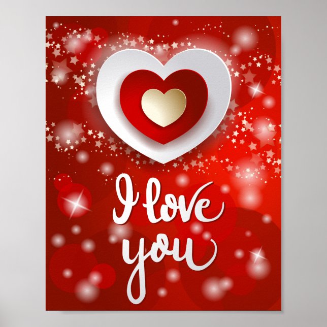 Heart and Stars in Red Poster (Front)