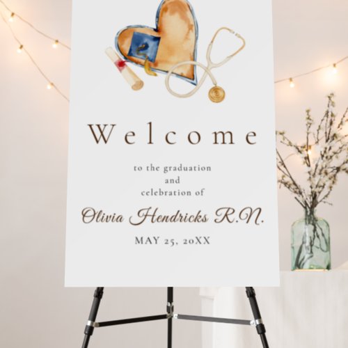 Heart and Stethoscope Graduation Welcome Sign