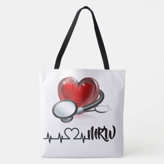 Heart and Stethoscope Large Tote (Front)