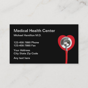 Heart And Stethoscope Medical Business Cards