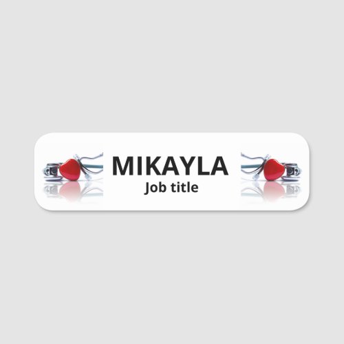 Heart and Stethoscope Medical Name Tag