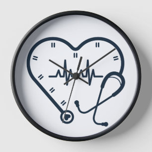 Heart and Stethoscope Medical Wall Clock - Unique