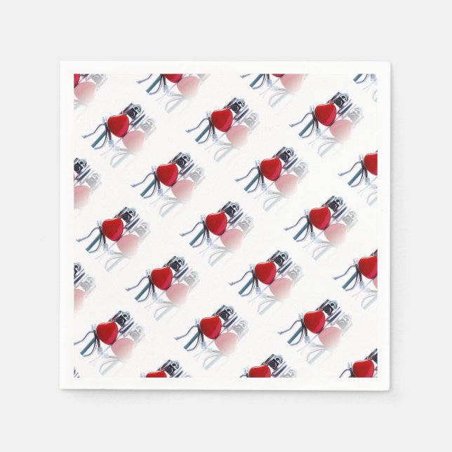 Heart and Stethoscope Party Napkins (Front)