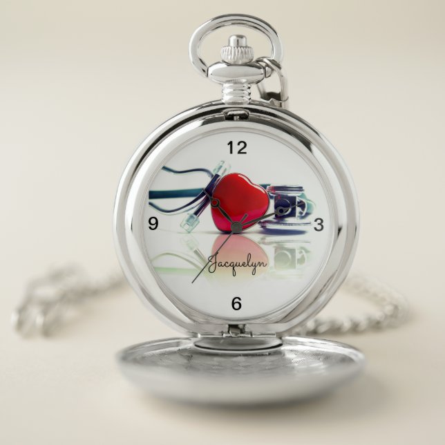 Heart and Stethoscope   Pocket Watch (Inside)