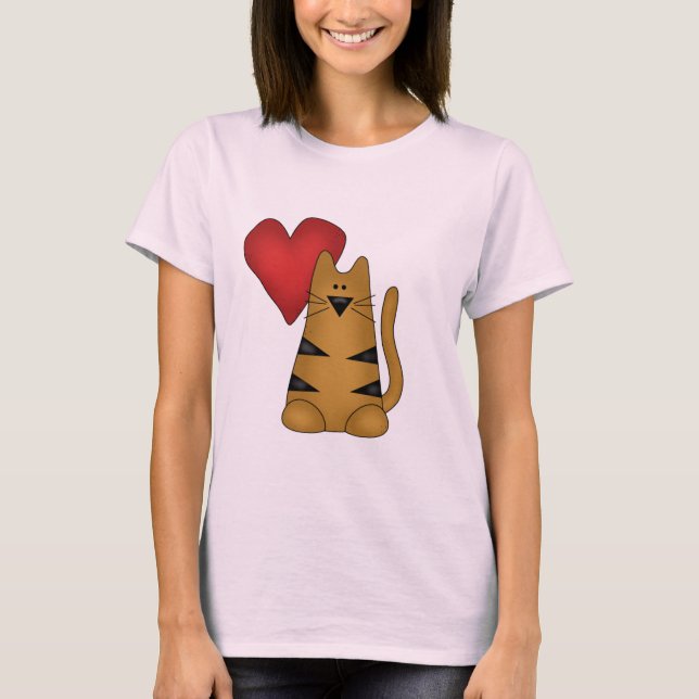Heart and Striped Cat Tshirts and Gifts (Front)
