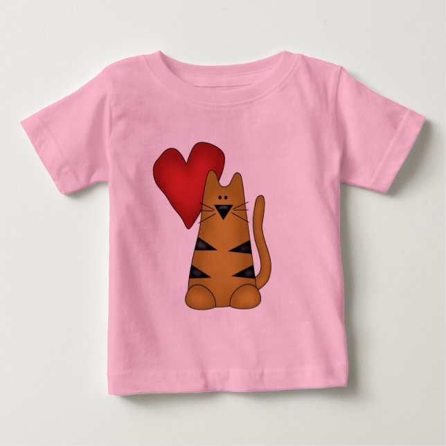 Heart and Striped Cat Tshirts and Gifts (Front)