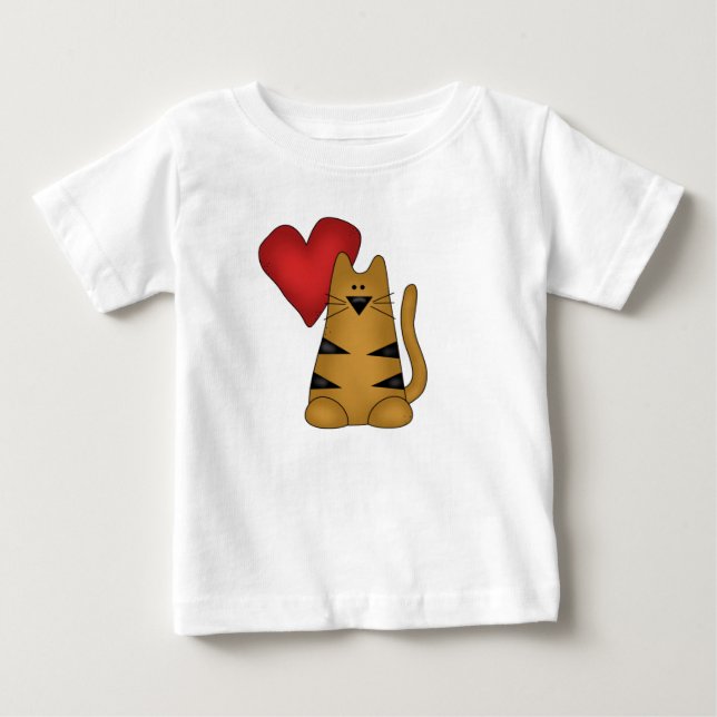 Heart and Striped Cat Tshirts and Gifts (Front)