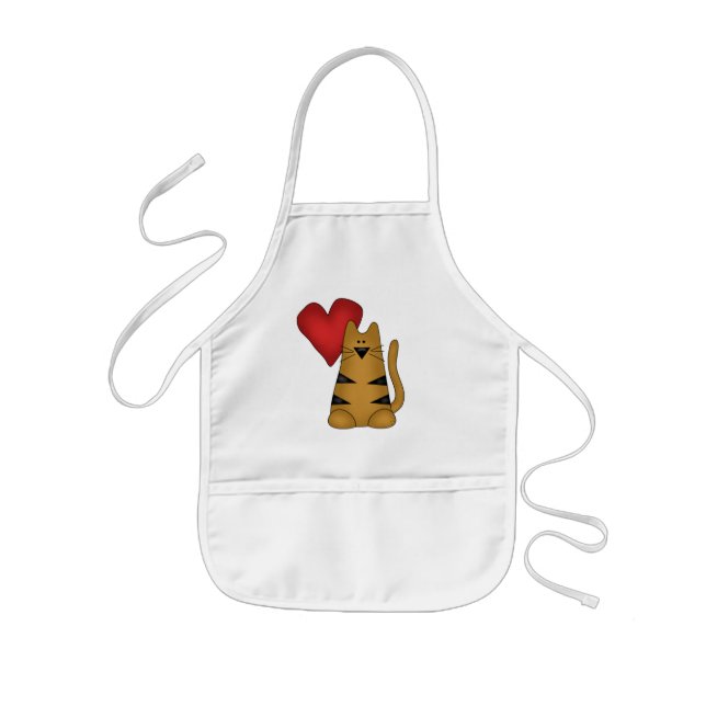 Heart and Striped Cat Tshirts and Gifts Kids' Apron (Front)