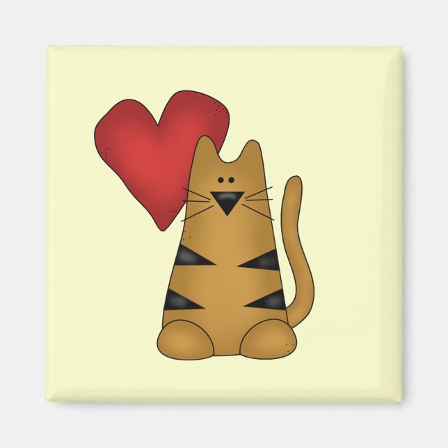 Heart and Striped Cat Tshirts and Gifts Magnet (Front)
