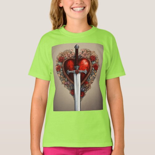 Heart and Sword Graphic T_Shirt