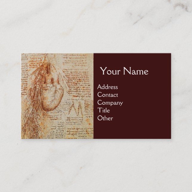 Heart and the Bronchial Arteries, Medical Monogram Business Card (Front)