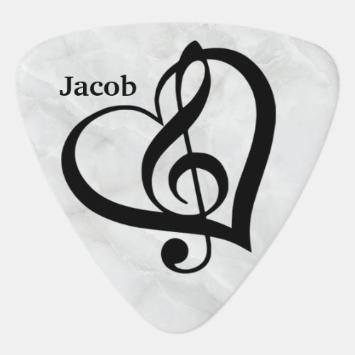 Heart and Treble Clef Guitar Pick