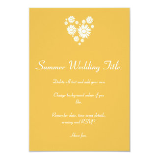 Heart and white Sunflowers Wedding Sun Invitation