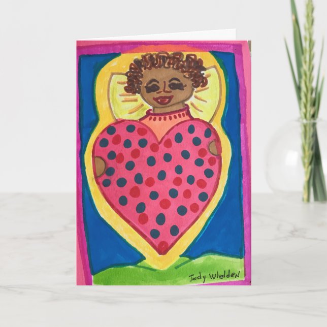 Heart Angel Flying with Valentine Card (Front)