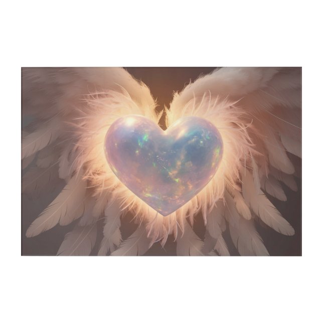 *~*~  Heart Angel Peach Wings  AP78 Opal Acrylic Print (Front)