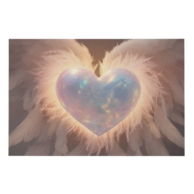 *~*~  Heart Angel Peach Wings  AP78 Opal Faux Canvas Print (Front)