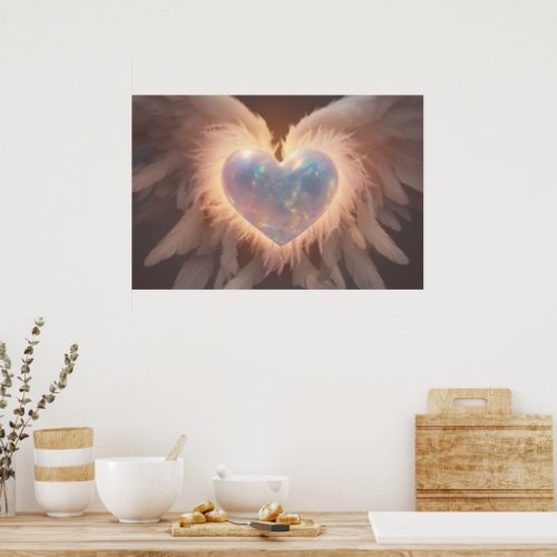   Heart Angel Peach Wings  AP78 Opal Poster