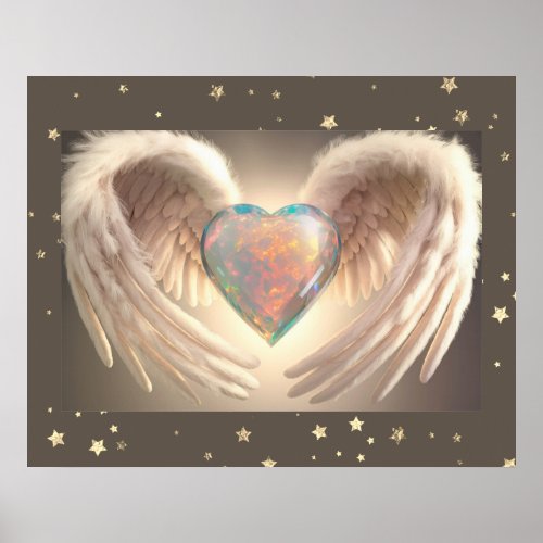  Heart Angel Wings all four sides Poster