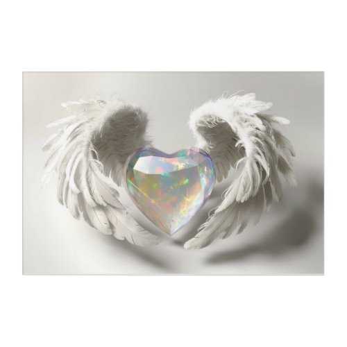   Heart Angel Wings  AP78 Crystal Opal Acrylic Print