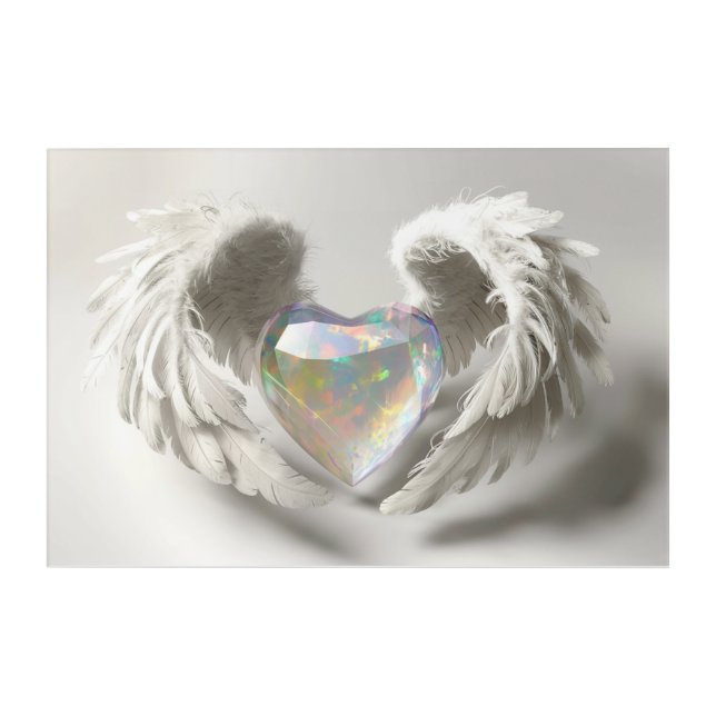 *~*~  Heart Angel Wings  AP78 Crystal Opal Acrylic Print (Front)