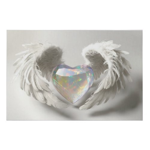   Heart Angel Wings  AP78 Crystal Opal Faux Canvas Print