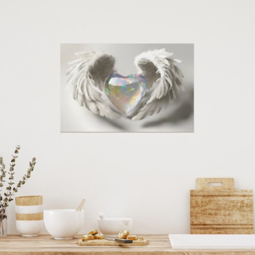   Heart Angel Wings  AP78 Crystal Opal Poster