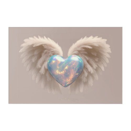   Heart Angel Wings  AP78 Flash Opal Acrylic Print