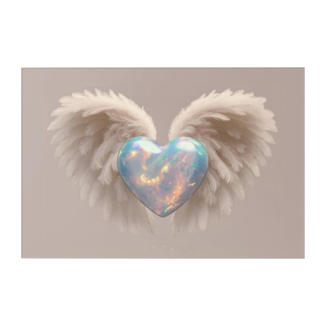 *~*~  Heart Angel Wings  AP78 Flash Opal Acrylic Print (Front)